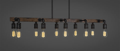 Portland 10 Light Island Bar With Amber Antique LED Bulbs (1140-LED18A) - lights