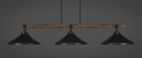 Portland 3 Light Island Bar With 14" Dark Granite Metal Shades - lights