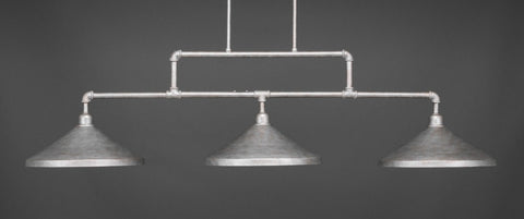  Vintage 3 Light Bar In Aged Silver Finish With 14" Aged Silver Cone Metal Shades (333-AS-422) - lights