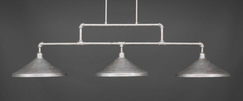Vintage 3 Light Bar In Aged Silver Finish With 14" Aged Silver Cone Metal Shades (333-AS-422) - lights