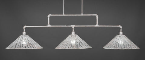 Vintage 3 Light Bar In Aged Silver Finish With 16" Italian Ice Glass - lights