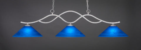 Revo 3 Light Bar In Aged Silver Finish With 16" Blue Italian Glass (343-AS-415) - lights