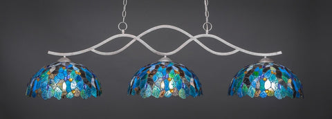 Revo 3 Light Bar In Aged Silver Finish With 16" Honey & Brown Scallop Tiffany Glass (343-AS-995) - lights