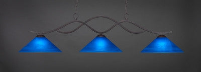 Revo 3 Light Bar In Dark Granite Finish With 16" Blue Italian Glass (343-DG-415) - lights