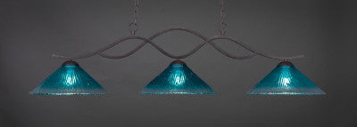 Revo 3 Light Bar In Dark Granite Finish With 16" Teal Crystal Glass (343-DG-715) - lights