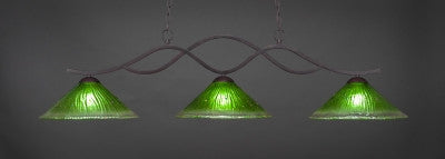 Revo 3 Light Bar In Dark Granite Finish With 16" Kiwi Green Crystal Glass (343-DG-717) - lights