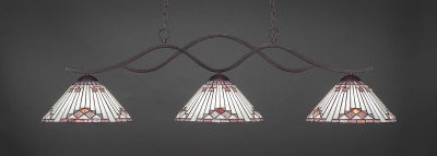 Revo 3 Light Bar In Dark Granite Finish With 15" Purple Sunray Tiffany Glass (343-DG-938) - lights