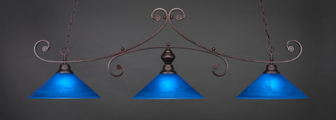 Curl 3 Light Bar In Bronze Finish With 16" Blue Italian Glass (353-BRZ-415) - lights