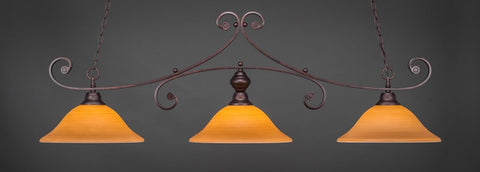 Curl 3 Light Bar In Bronze Finish With 16" Cayenne Linen Glass (353-BRZ-622) - lights