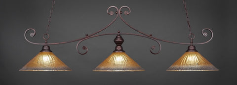 Curl 3 Light Bar In Bronze Finish With 16" Amber Crystal Glass (353-BRZ-710) - lights