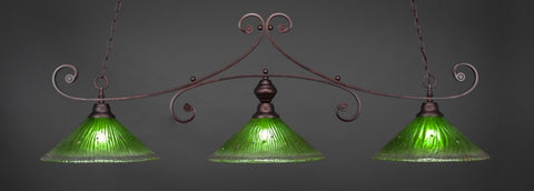 Curl 3 Light Bar In Bronze Finish With 16" Kiwi Green Crystal Glass (353-BRZ-717) - lights