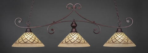 Curl 3 Light Bar In Bronze Finish With 16" Chocolate Icing Glass (353-BRZ-718) - lights