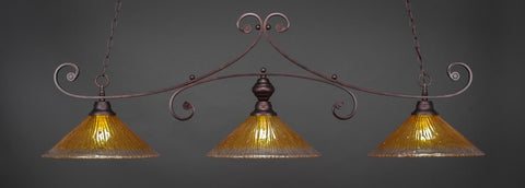 Curl 3 Light Bar In Bronze Finish With 16" Gold Champagne Crystal Glass - lights