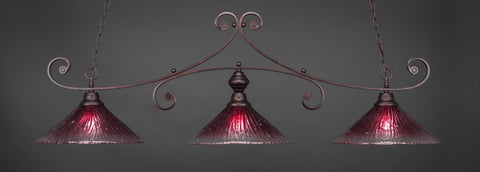 Curl 3 Light Bar In Bronze Finish With 16" Wine Crystal Glass (353-BRZ-787) - lights