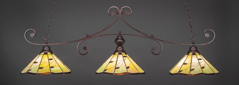 Curl 3 Light Bar In Bronze Finish With 16" Autumn Leaves Tiffany Glass (353-BRZ-926) - lights