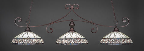 Curl 3 Light Bar In Bronze Finish With 16" Royal Merlot Tiffany Glass (353-BRZ-948) - lights