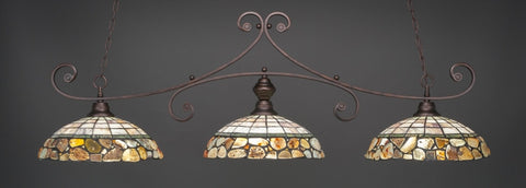 Curl 3 Light Bar In Bronze Finish With 16" Cobblestone Tiffany Glass (353-BRZ-973) - lights