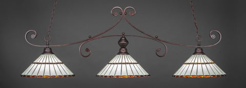 Curl 3 Light Bar In Bronze Finish With 15.5" Honey Glass & Amber Brown Jewels Tiffany Glass (353-BRZ-974) - lights
