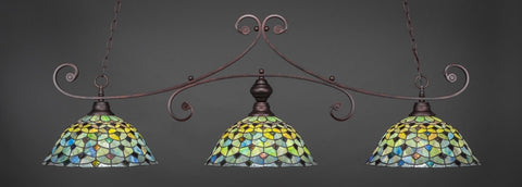 Curl 3 Light Bar In Bronze Finish With 16" Crescent Tiffany Glass (353-BRZ-996) - lights