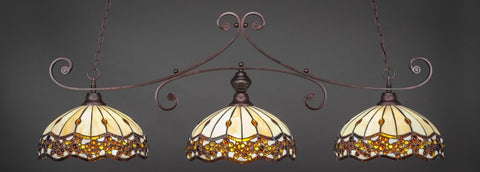 Curl 3 Light Bar In Bronze Finish With 16" Roman Jewel Tiffany Glass (353-BRZ-997) - lights