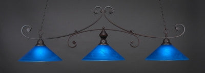 Curl 3 Light Bar In Dark Granite Finish With 16" Blue Italian Glass (353-DG-415) - lights