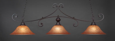 Curl 3 Light Bar In Dark Granite Finish With 16" Tiger Glass (353-DG-58619) - lights