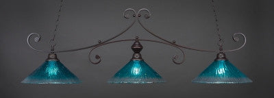 Curl 3 Light Bar In Dark Granite Finish With 16" Teal Crystal Glass (353-DG-715) - lights