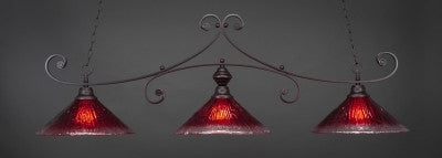 Curl 3 Light Bar In Dark Granite Finish With 16" Raspberry Crystal Glass (353-DG-716) - lights