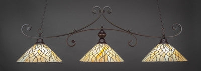 Curl 3 Light Bar In Dark Granite Finish With 16" Sandhill Tiffany Glass (353-DG-911) - lights