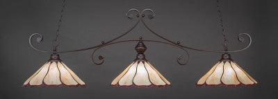 Curl 3 Light Bar In Dark Granite Finish With 16" Honey And Burgundy Flair Tiffany Glass (353-DG-916) - lights