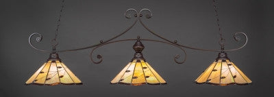 Curl 3 Light Bar In Dark Granite Finish With 16" Autumn Leaves Tiffany Glass (353-DG-926) - lights