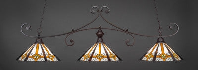 Curl 3 Light Bar In Dark Granite Finish With 16" Hampton Tiffany Glass (353-DG-961) - lights
