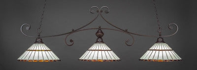 Curl 3 Light Bar In Dark Granite Finish With 15.5" Honey Glass & Amber Brown Jewels Tiffany Glass (353-DG-974) - lights