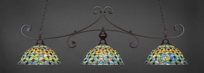Curl 3 Light Bar In Dark Granite Finish With 16" Crescent Tiffany Glass (353-DG-996) - lights
