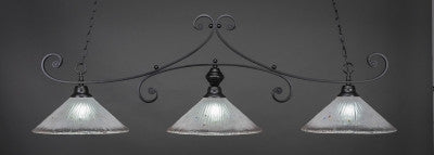 Curl 3 Light Bar In Matte Black Finish With 16" Frosted Crystal Glass (353-MB-711) - lights