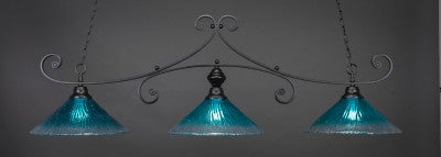 Curl 3 Light Bar In Matte Black Finish With 16" Teal Crystal Glass (353-MB-715) - lights