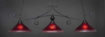 Curl 3 Light Bar In Matte Black Finish With 16" Raspberry Crystal Glass (353-MB-716) - lights