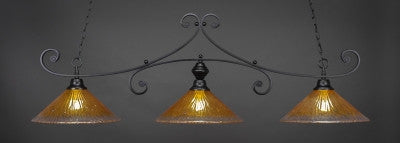 Curl 3 Light Bar In Matte Black Finish With 16" Gold Champagne Crystal Glass (353-MB-777) - lights