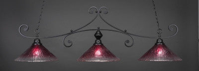 Curl 3 Light Bar In Matte Black Finish With 16" Wine Crystal Glass (353-MB-787) - lights