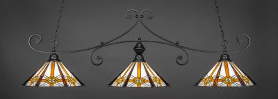 Curl 3 Light Bar In Matte Black Finish With 16" Hampton Tiffany Glass (353-MB-961) - lights
