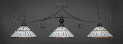 Curl 3 Light Bar In Matte Black Finish With 15.5" Honey Glass & Amber Brown Jewels Tiffany Glass (353-MB-974) - lights