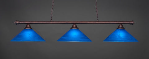 Oxford 3 Light Bar In Bronze Finish With 16" Blue Italian Glass - lights