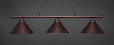 Oxford 3 Light Bar In Bronze Finish With 14" Bronze Cone Metal Shade (373-BRZ-420) - lights