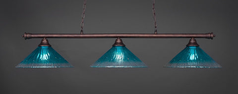Oxford 3 Light Bar In Bronze Finish With 16" Teal Crystal Glass (373-BRZ-715) - lights