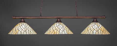 Oxford 3 Light Bar In Bronze Finish With 16" Sandhill Tiffany Glass (373-BRZ-911) - lights