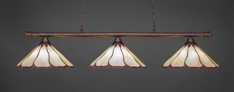 Oxford 3 Light Bar In Bronze Finish With 16" Honey & Burgundy Flair Tiffany Glass (373-BRZ-916) - lights