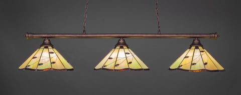 Oxford 3 Light Bar In Bronze Finish With 16" Autumn Leaves Tiffany Glass - lights