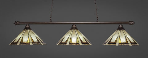 Oxford 3 Light Bar In Bronze Finish With 16" Sequoia Tiffany Glass - lights