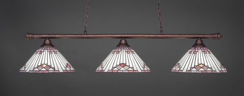 Oxford 3 Light Bar In Bronze Finish With 15" Purple Sunray Tiffany Glass - lights