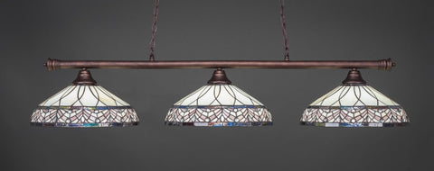 Oxford 3 Light Bar In Bronze Finish With 16" Royal Merlot Tiffany Glass (373-BRZ-948) - lights